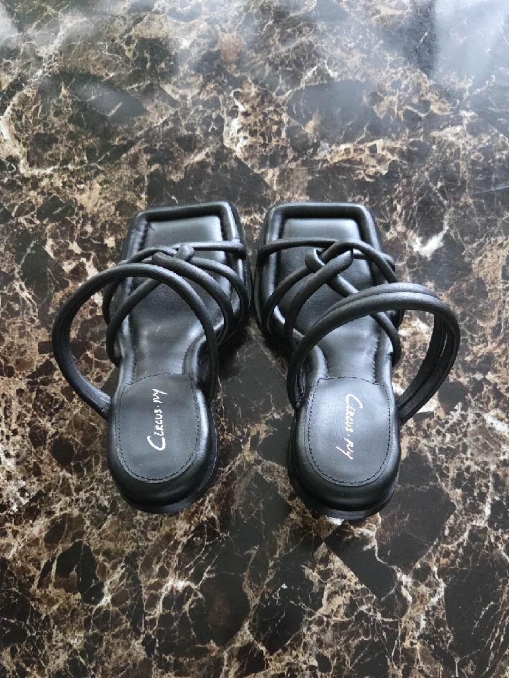 Circus by Sam Edelman Black Knotted Strappy Square-Toe Slide Heels - Picture 3 of 5